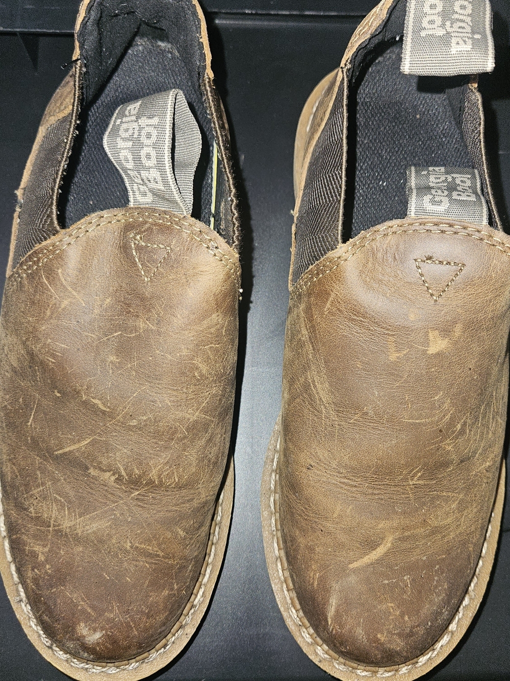 Georgia Boot Brown Leather Slip-On Work Loafers